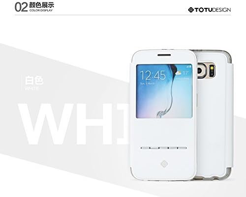 MyClixCart Totu Design[Lattice Series - Touch] Half Window Flip Case Cover for Samsung Galaxy S6 (White)