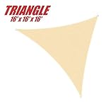 ColourTree 16' x 16' x 16' Sun Shade Sail Canopy  Triangle Beige - Commercial Standard Heavy Duty - 160 GSM - 4 Years Warranty