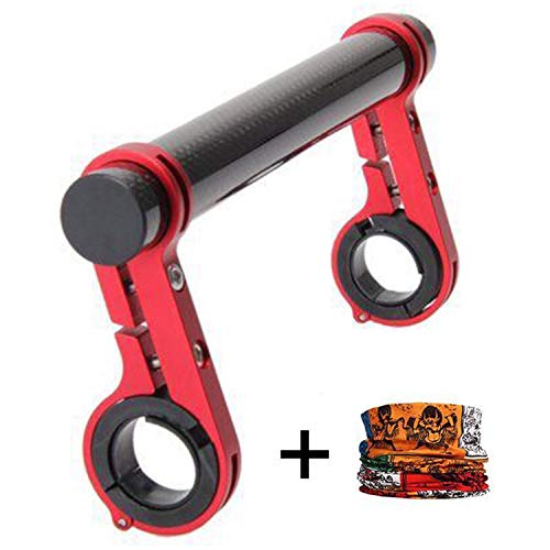 Eyours 7.88” Bike Double Handlebar Extender Carbon Fiber Mount Holder for Bicycle Accessories Flashlight Lamp Phone(red+Black)