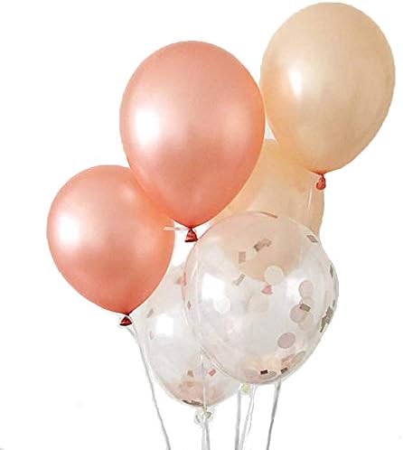 15PCS 12'' Rose Gold Confetti Balloons Set Weddings Birthdays Showers Party Decorations Valentine’s Day