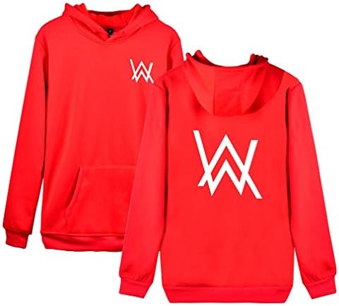 ShallGood Unisex Hoodies Alan Walker 3D Printed Faded DJ Fashion Pullover Sweater Hoodie Long Sleeve Casual Loose Sportwear Drawstring Jumper A Red X-Large