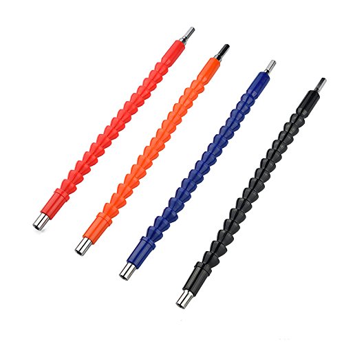 TOOLSTAR Flexible Screwdriver, 1/4" 300mm Flexible Soft Shaft Flex Screwdriver Extension Adapter Universal Drill Connection - 1PCS Black