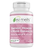 EZ Melts Energy, Memory & Mood Enhancer, Fast Melting Tablets, All Natural Cherry Flavor, Brain Health Vitamin Supplement