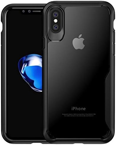iPhone X Clear TPU Rubber Frame Cover,Superstart Soft HD Transparent Crystal Hybrid 2 in 1 Protective Shockproof Case for iPhone X in 2017--Black