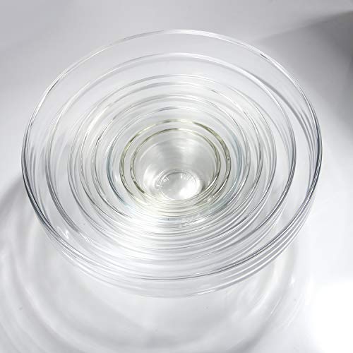 WERTIOO 9 Pcs Glsss Mixing Bowls Stackable Bowl Set with 7 pcs Llid for kitcken