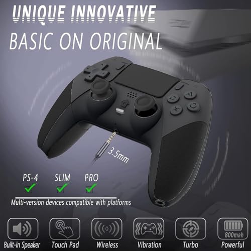 Wireless Pro Controller Compatible with PS4 /PS4 Pro/PS4 Slim Console, Gaming Remote with Built-in 800mAh Rechargeable Battery/Precise Joystick/Audio/Turbo/Advanced Buttons Programming