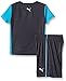 PUMA Little Boys' Toddler Short Sleeve Tee and Short Set, Charcoal, 2T