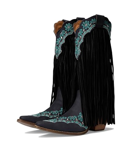 Dingo Womens Tequila Fringe Southwest Sunrise Snip Toe Pull On Casual Boots Mid…