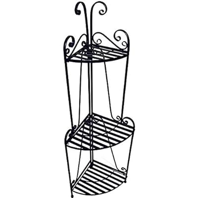Black Corner Bakers Rack, 3-Tier Metal Plant Shelf, 57 Inch
