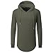Aiyino Mens Hipster Hip Hop Classic Pullover Long Hoodie Sweatshirts Jacket XL Army Green
