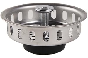 AVALON Kitchen Sink Stainless Steel Basket Strainer Replacement with Flat Bottom Rubber Stopper, 3-1/2 Inch, Indoor and Outdoor Kitchen Sink Strainer, Chrome
