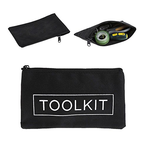 Zipper Canvas Tool Kit Bag,Simple Style Canvas Tools Set Bag,Pouch Waterproof Chainsaws Lawn Mowers Tool Bag(11.8cmx19cm,Black)