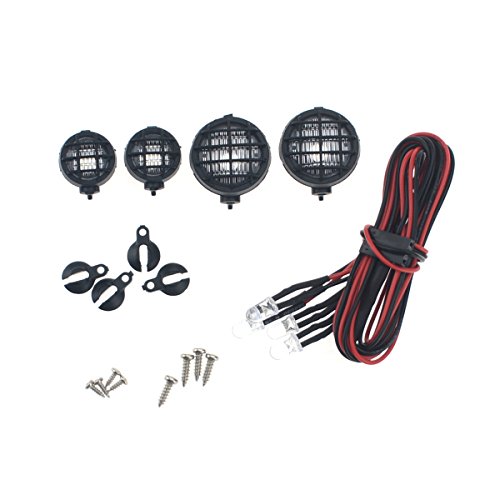 Hobbymarking 4Pcs RC Crawler 1/10 LED Light Cup 18mm & 12mm LED Lamp Kits for 1/8 RC4WD Truck AXIAL Tamiya Car Parts