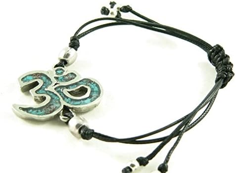 Orgone Energy Om Symbol Shamballa Style Friendship Bracelet in Turquoise