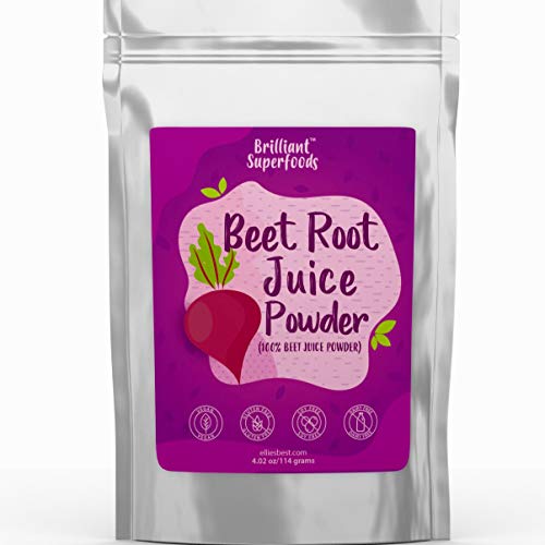 Beet Root Juice Powder Superfood - 100% Pure & Fresh - Brilliant Crimson Food Color for Fun, Nutrient Packed Healthy Creations - 4.02 oz / 114 grams - Ellie