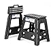 Acko 2 Pack 16 Inches Super Strong Folding Step Stool for Adults, Kitchen Stepping Stools, Garden Step Stool Black