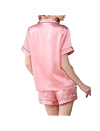 Fiusizur pijama de seda de satén para dama, conjunto de pijama de manga larga y corta para dormir pijama de pijs pj para dama