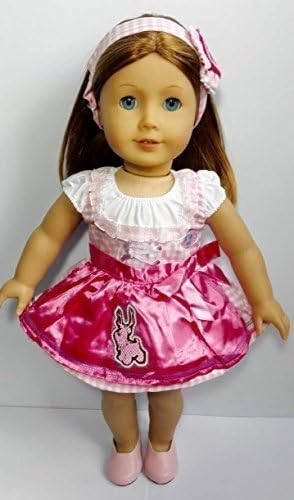 Santorini Smiles Pink Dress and Hair Band for American Girl/Madame Alexander/Other 18 Inch Dolls