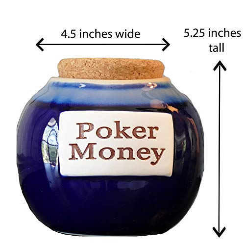 Tumbleweed Cottage Creek Poker Gifts Round Ceramic Poker Money Jar Poker Piggy Bank Poker Money Coin Bank/Gifts for Men [Blue] - Thumbnail 5
