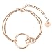 Doforo Friendship Gifts | Rose Gold Stainless Steel Two Interlocking Infinity Circles Bracelet for Women | Gifts for Best Friend Wrapped in Gray Jewelry Gift Box
