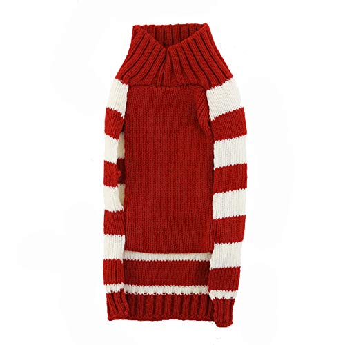 DOGGYZSTYLE Christmas Pet Clothes The Stripe Snowman Sweater The Cat Dog Sweater Pets Jacket Dogs Apparel (L, Red White Reindeer)