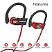 Bluetooth Headphones, TRINIDa IPX7 Waterproof Sport Wireless Headset for Running, Best in Ear Earbuds HiFi Stereo with Mic 10 Hours Playback Gym Workout Passive Noise Cancel Wireless Earphones (red)