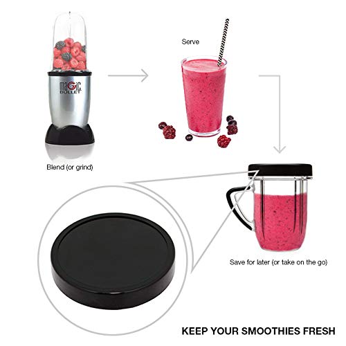 Original Magic Bullet Accessory 4 Pack Replacement Black Plastic Stay Fresh Lid Parts For Magic Bullet 250W (4)