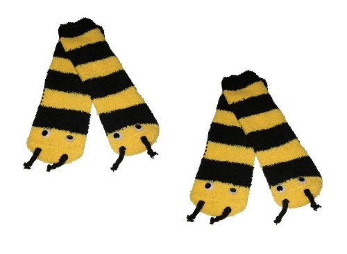 RSG 2-Pack Soft & Cuddly Animal Anti-Skid Gripper Slipper Socks for Women & Kids (Bumble Bee)