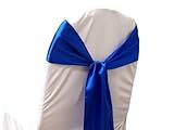 10 New Satin Chair Sashes Bows Ties - Wedding Decorations - Royal Blue