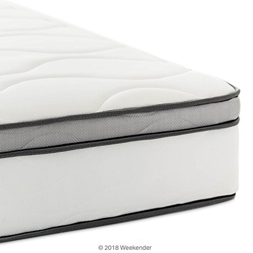 WEEKENDER 10 Inch Hybrid Mattress - Memory Foam and Motion Isolating Springs - Medium-Firm - 10 Year U.S. Warranty - Queen
