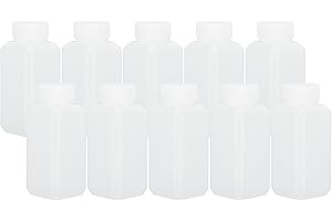 PATIKIL Reagent Bottles, 10 Pcs 100ml HDPE Narrow Mouth Square Sample Storage Container with Inner Ring Cover for Lab Water R