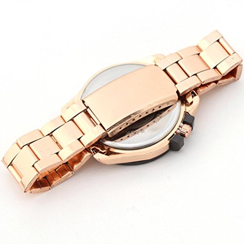 Fashion Men watch Stainless Steel Quartz watches Wrist Watch watch men Luxury Mens Black Dial Gold Stainless Steel Date Quartz Analog Sport Wrist Watch Susenstone (B)