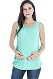 Smallshow Women's Maternity Nursing Tank Top Sleeveless Comfy Breastfeeding Clothes,Green,Small