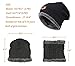 Malaxlx Kids Black Winter Beanie Hat and Scarf Set Fleece Lined Knit Cozy Skull Cap and Neck Warmer