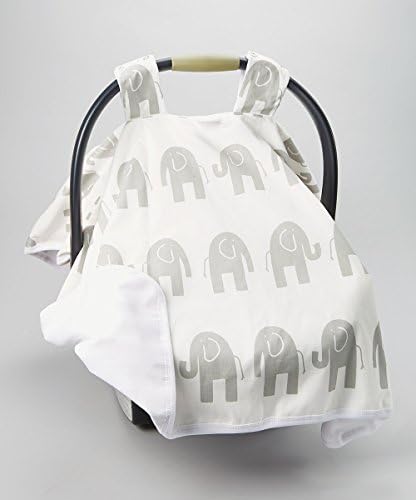 BABY CAR SEAT COVER CANOPY,GREY ELEPHANTS (GENDER NEUTRAL) BUY THE BEST-BY ROCKINGHAM ROAD,PROUDLY MADE IN THE USA