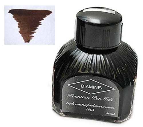 Diamine Fountain Pen Ink Bottle, 80 ml, Macassar Turquoise (Brown)