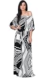 KOH KOH One Shoulder 3/4 Sleeve Graphic Print Long Cocktail Evening Maxi Dress