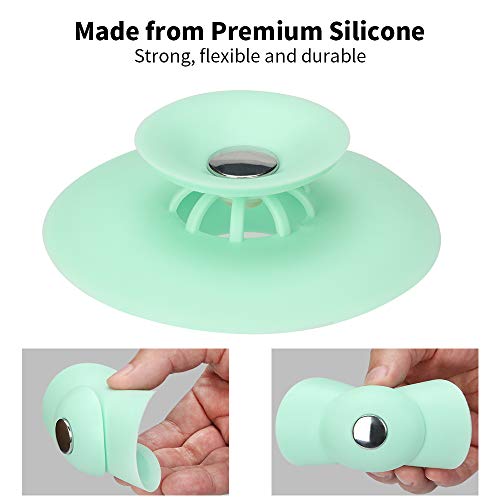 One Touch Open and Close, Attom Tech Easy Operation Shower Drain Stopper, Silicone Bathtub Drain Stopper Hair Trap Catcher Bathtub Drain Strainers Protectors Tub Shower Drain Bathroom Sink Plug (6 PK) - Thumbnail 2