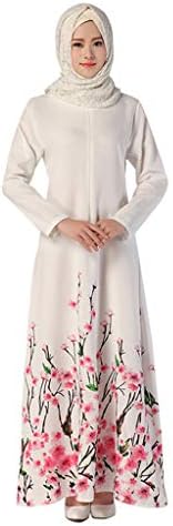 Boho Style Long Sleeve Maxi Dress Women Shirt Dresses Floral Print Vintage Muslim Robe Kaftan