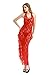 DarlingLove Women's Halter See Through Red Lace Long Gown Slit Lingerie Nighties