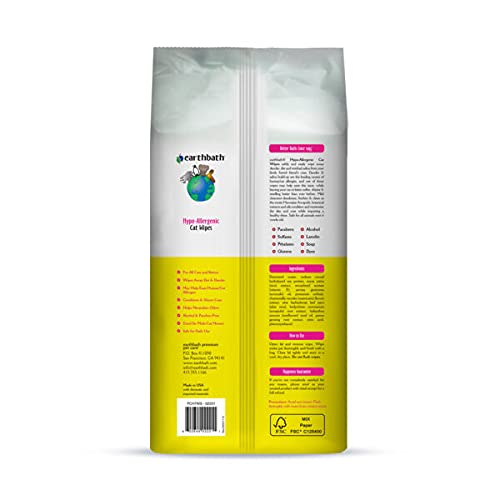 EARTHBATH HYPO-ALLERGENIC GROOMING WIPES – FRAGRANCE FREE ALOE VERA, VITAMIN E, GENTLE ON SENSITIVE SKIN, GOOD FOR DOGS & CATS – HANDILY CLEAN YOUR PETS’ DIRTY PAWS & UNDERCOAT – 100 COUNT, PACK OF 1