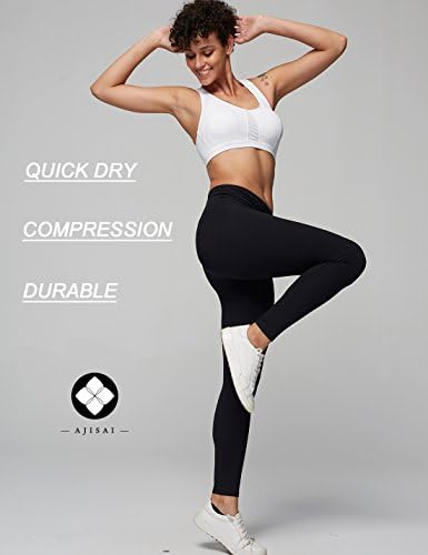 AJISAI Womens Workout Leggings High Waist Tummy Control Yoga Running Pants Non See-Through Fabric