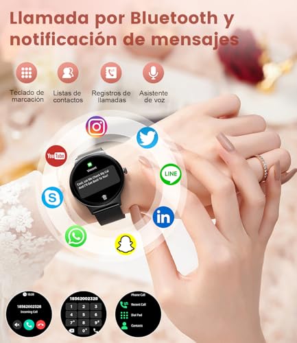 LIGE Women's Smart Watch with Bluetooth Call, 1.43 Inch AMOLED Ultrathin, 120+ Sports Modes, Message Reminder, 24H Heart Rate Monitor, Sleep Monitor, Calories, Pedometer, Android iOS, Black