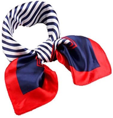 New Fashion Multi-use Women Man Silk Satin Square Scarf Scarves Bandana Wrap kerchief Shawl Stewardess Headwear Red Blue Stripe