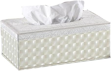 Hfkm High-grade Shellfish Pattern Tissue Box Europe Style Home PU Leather Napkin Box (L, White)
