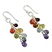 NOVICA Rainbow Multi-Gem Cluster Earrings with Sterling Silver Hooks, 'Vibrancy'