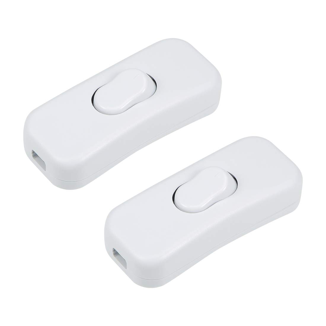sourcing map Inline Cord Switch AC 250V 2A 500W DPST On/Off Rocker Switch Table Lamp Desk Light Switch, White (Pack of 2)