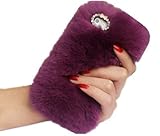 A-Smile@ Case for Iphone 7 / 7S / 8,Winter Soft Warm Cute Fluffy Furry Cover Rabbit Fur Case with Diamond Crystal Bowknot for Iphone 7 / 7S / 8 (4.7 Inch),(Purple)