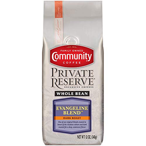 COMMUNITY COFFEE PRIVATE RESERVE EVANGELINE BLEND WHOLE BEAN COFFEE, MEDIUM ROAST, 12 OUNCE BAG (PACK OF 3)