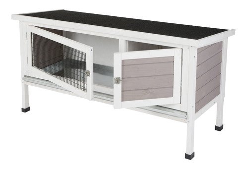 Kerbl Pet Nagerhaus Freddy, Kleintierstall, Nagerstall, grau, weiÃ, 116x45x62cm, Holz, Hasen, Kaninchen, Meerschweinchen, herausziehbare Wanne – Bild 4
